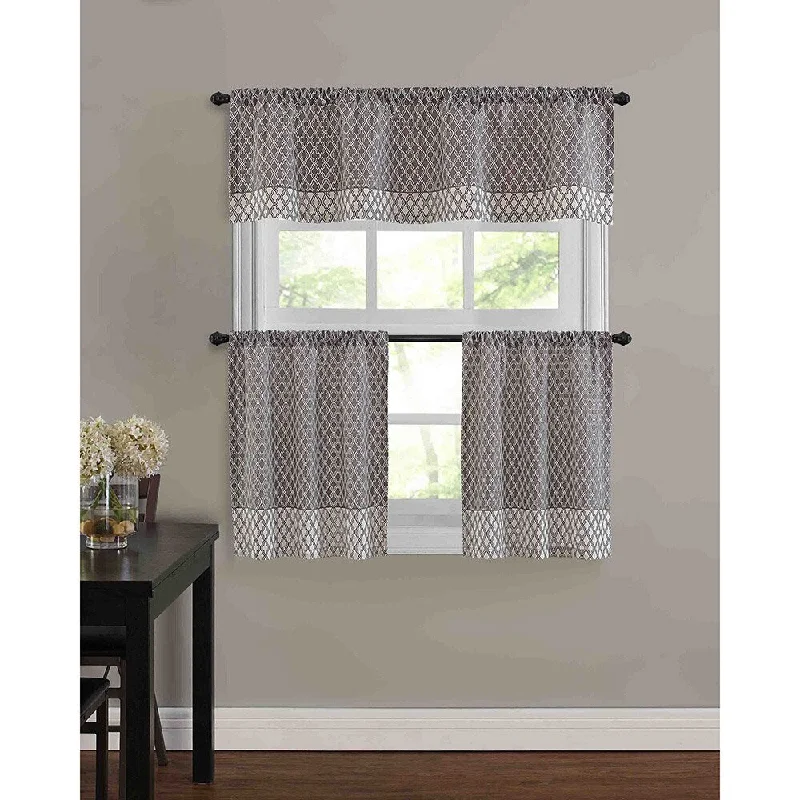 affordable wedding ties-Baroque Kitchen Tier Window Treatment (3 Piece Set) - M