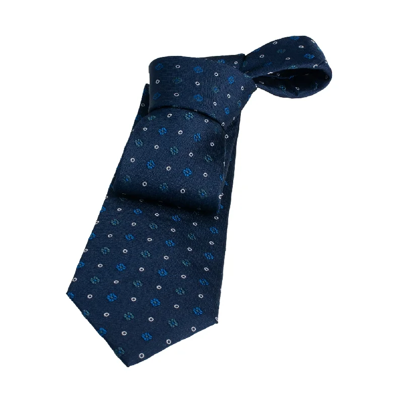 red neckties for men-Bennington Foulard Silk Tie, Navy / Blue / Turquoise