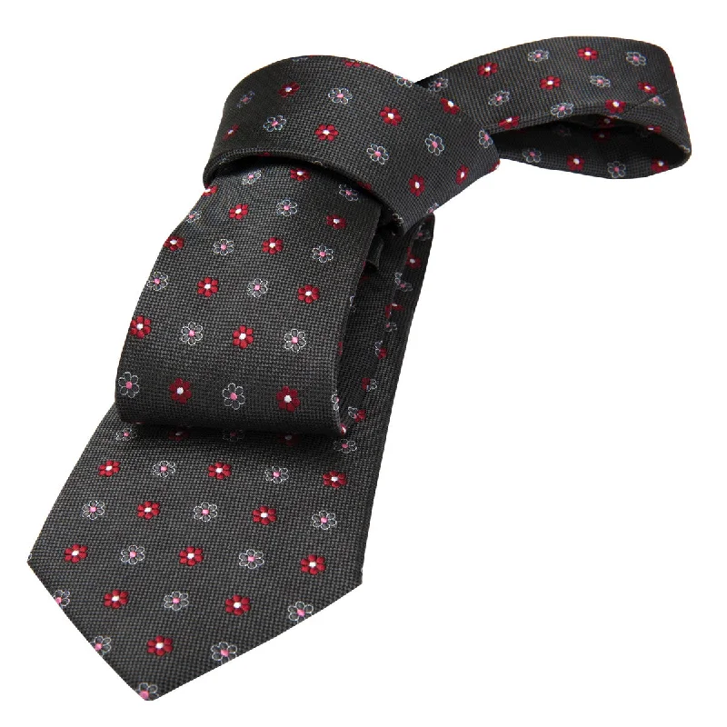 unique bow ties for men-Berkshire Abstract Silk Tie, Grey / Red