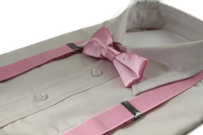 professional neckties-Boys Adjustable Baby Pink 65cm Suspenders & Matching Bow Tie Set