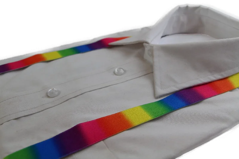 top-quality necktie materials-Boys Adjustable Rainbow Blocks Patterned Suspenders