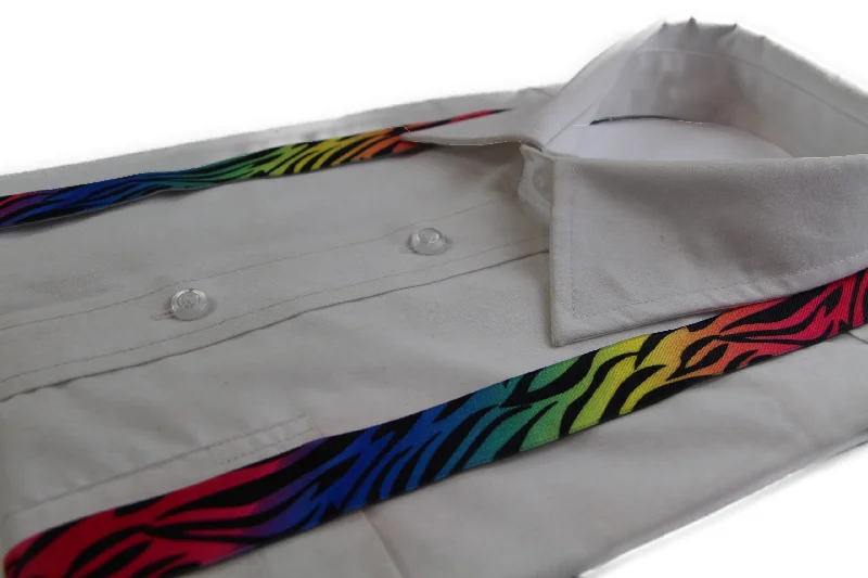 best neckties for business-Boys Adjustable Rainbow Zebra Patterned Suspenders