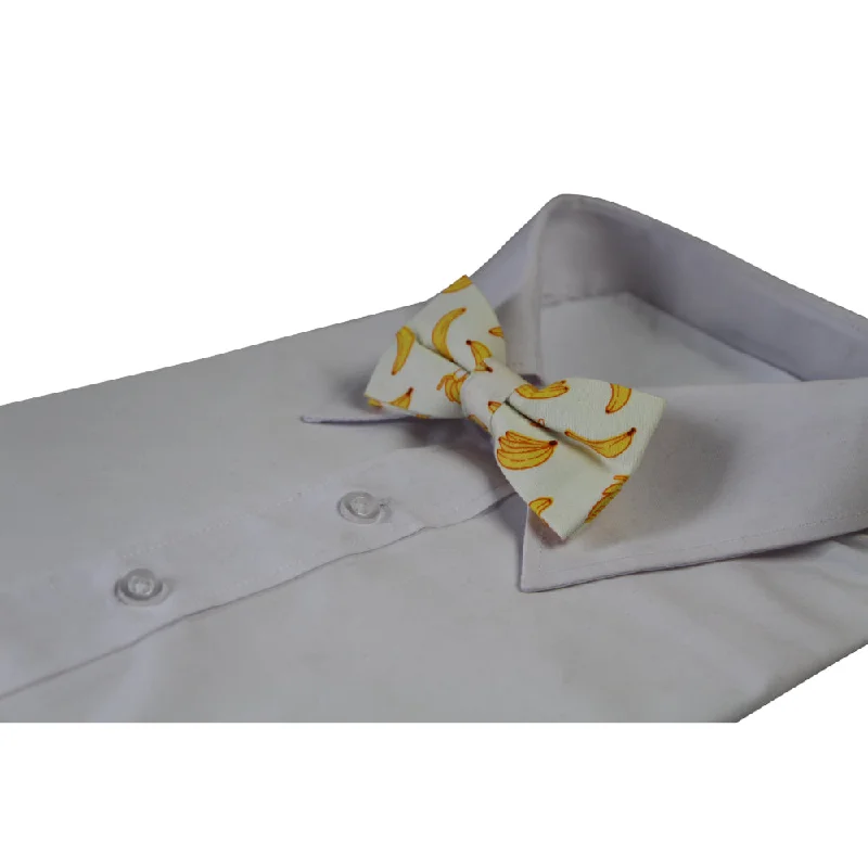 cool tie designs for men-Boys Banana Fruit Patterned Bow Tie