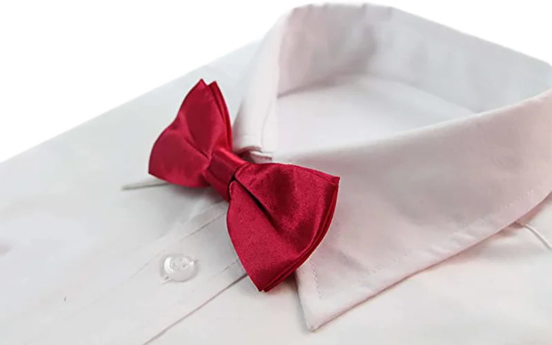 best wedding tie colors-Boys Dark Red Plain Bow Tie