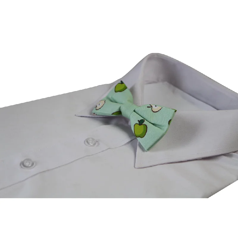 professional neckties-Boys Mint Green Apple Fruit Patterned Bow Tie