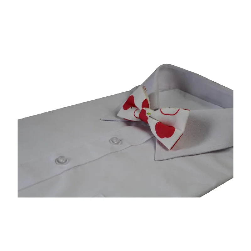 modern men's ties-Boys White Red Apple Fruit Patterned Bow Tie