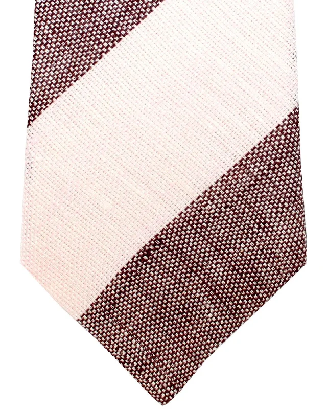 best bow ties for men-Brunello Cucinelli Linen Tie Light Pink Stripes FINAL SALE