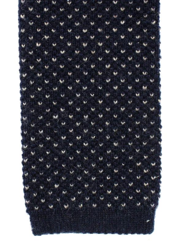 great ties for interviews-Brunello Cucinelli Square End 100% Cashmere Knitted Tie Dark Blue Men's Tie