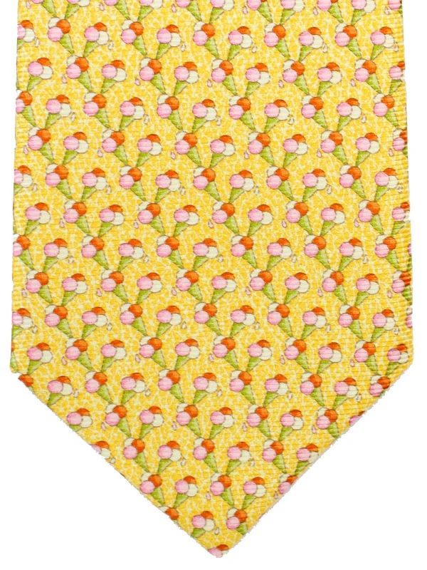 modern patterned ties-Bvlgari Sevenfold Tie Yellow Ice Cream Novelty Design SALE