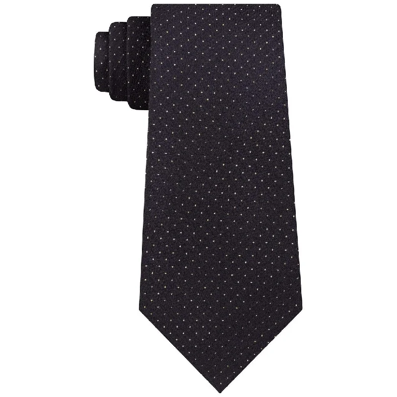 premium handmade neckties-Calvin Klein Men's Metallic Pindot Tie Black Size Regular