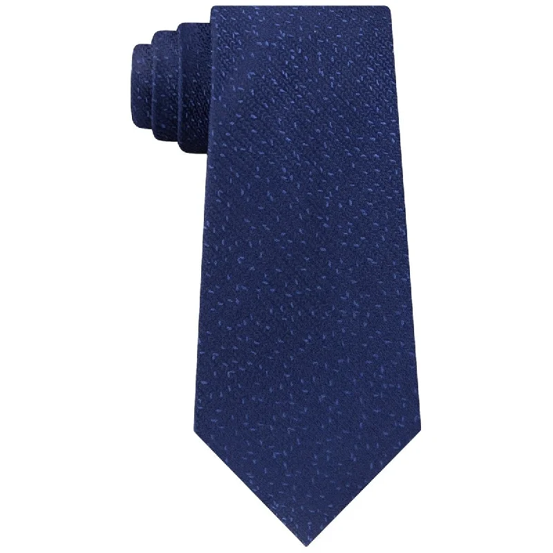 patterned silk ties-Calvin Klein Men's Slim Knit Silk Tie Blue Size Regular