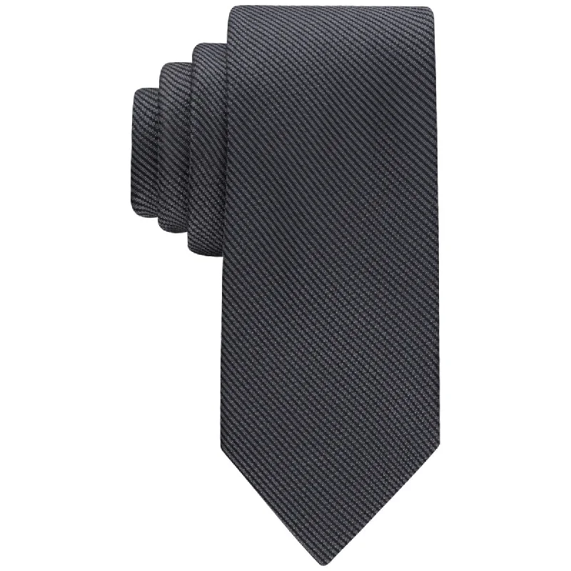 business casual neckties-Calvin Klein Men's Striped Solid Tie Black Size Regular