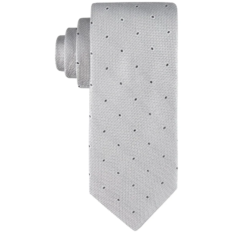 fun print neckties-Calvin Klein Men's Textured Micro Dot Neat Tie Gray Size Regular