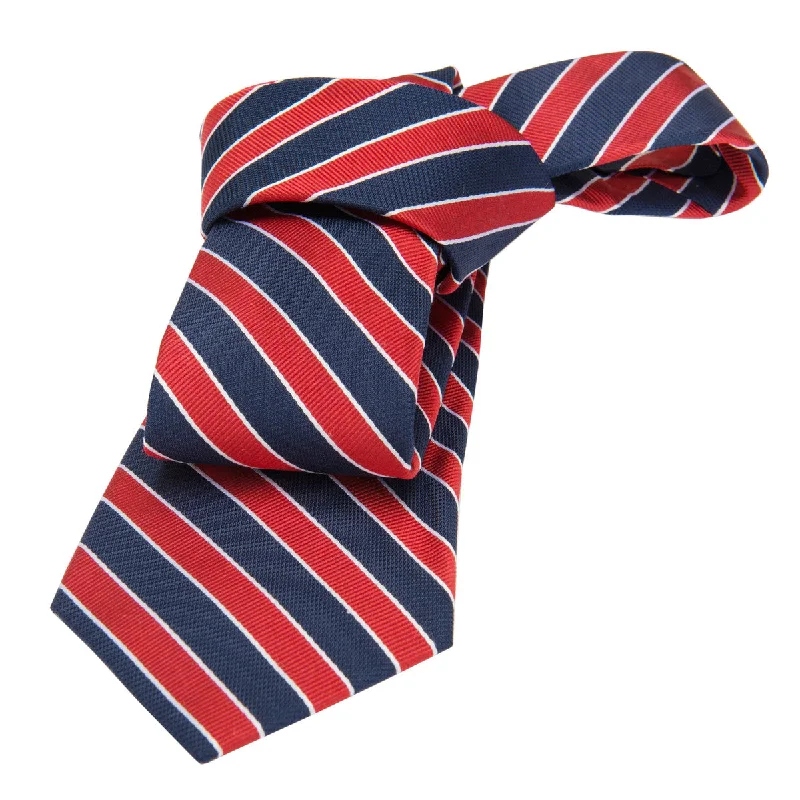 stylish long neckties-Canterbury Regimental Stripes Silk Tie, Navy / Red