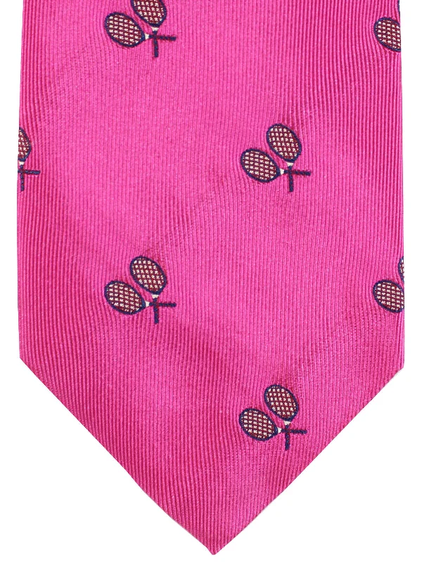 affordable silk neckties-Church's Tie Hot Pink Tennis Design SALE