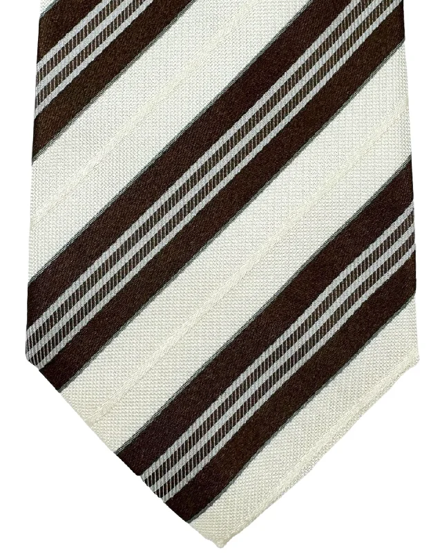 elegant silk ties-Church's Tie Brown Gray Stripes SALE