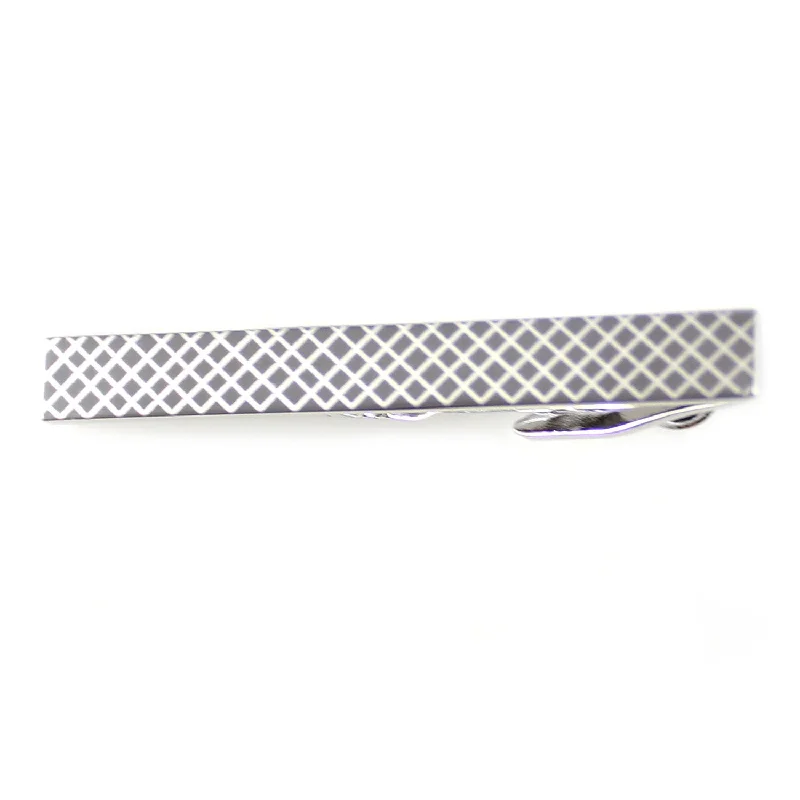 wedding neckties for men-Claremont Silver Checkered Tie Bar