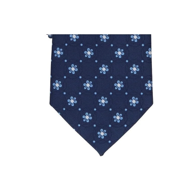 trendy necktie combinations-Club Room Men's Classic Floral Medallion Tie Blue Size Regular