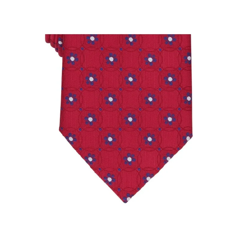 colorful silk neckties-Club Room Men's Classic Floral Medallion Tie Red Size Regular