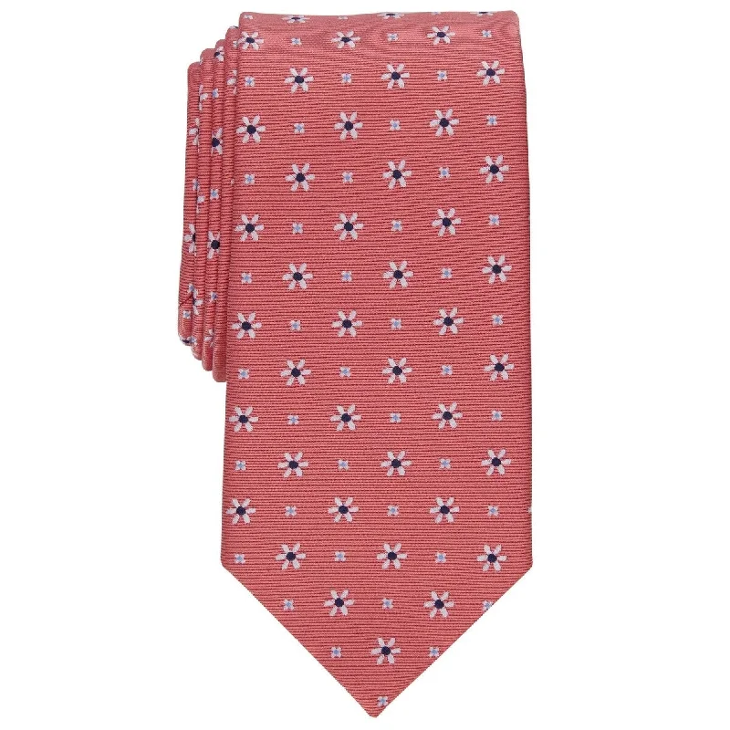 slim fit neckties-Club Room Men's Classic Floral Neat Tie Red Size Regular