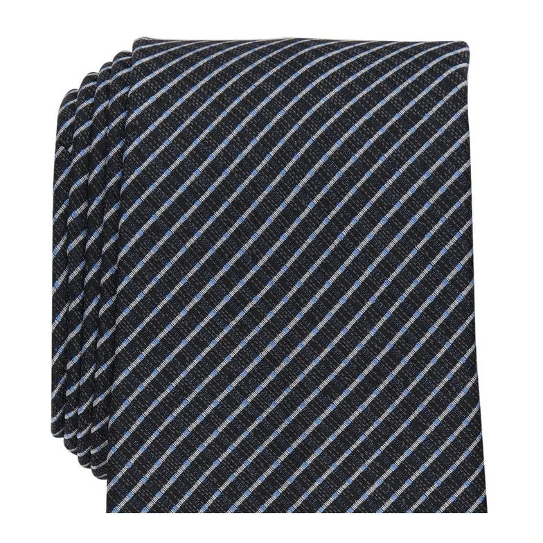 best wedding tie sets-Club Room Men's Classic Grid Tie Black Size Regular