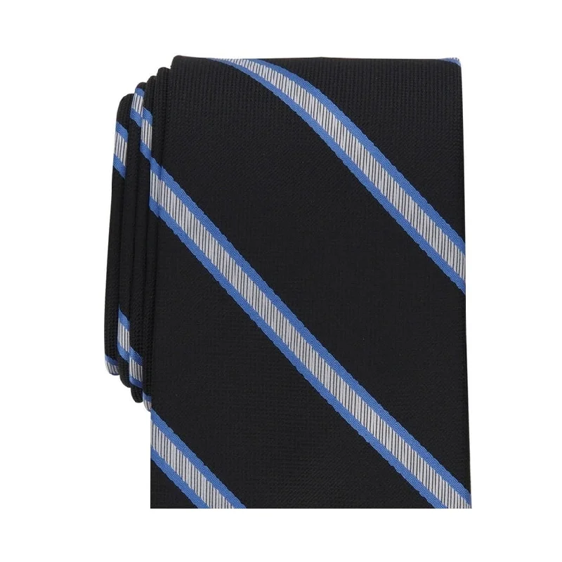 tie combinations for men-Club Room Men's Classic Stripe Tie Black Size Regular