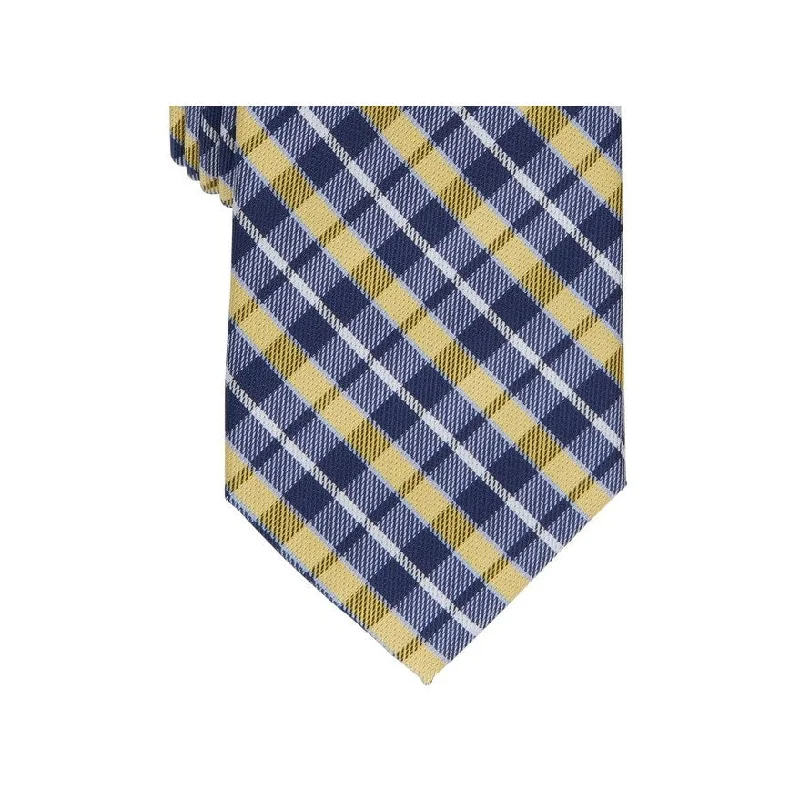 patterned ties for formal wear-Club Room Men's Everberg Classic Plaid Tie Yellow Size Regular