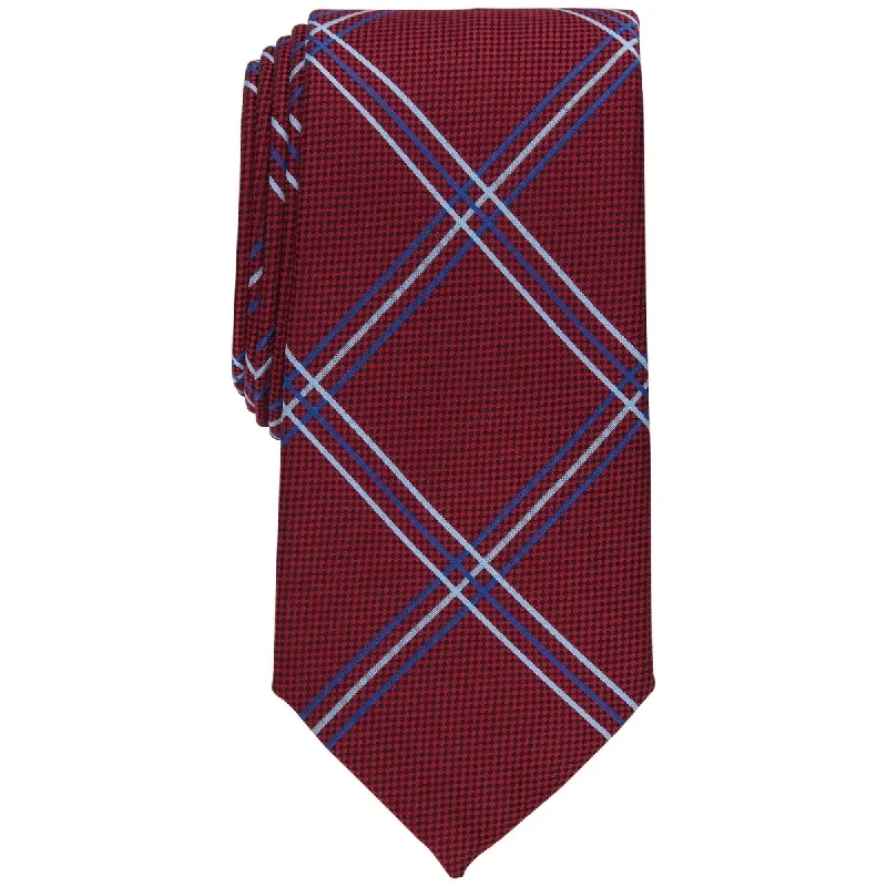 men's patterned silk ties-Club Room Men's Otero Grid Tie Red Regular