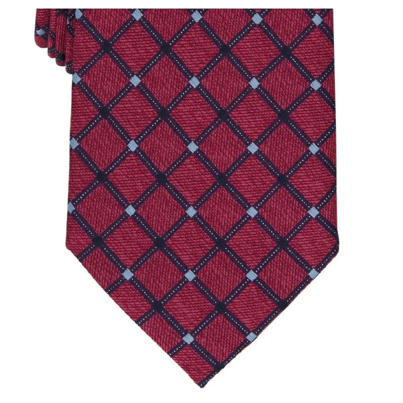 solid color neckties-Club Room Men's Stanton Grid Tie Red Size Regular