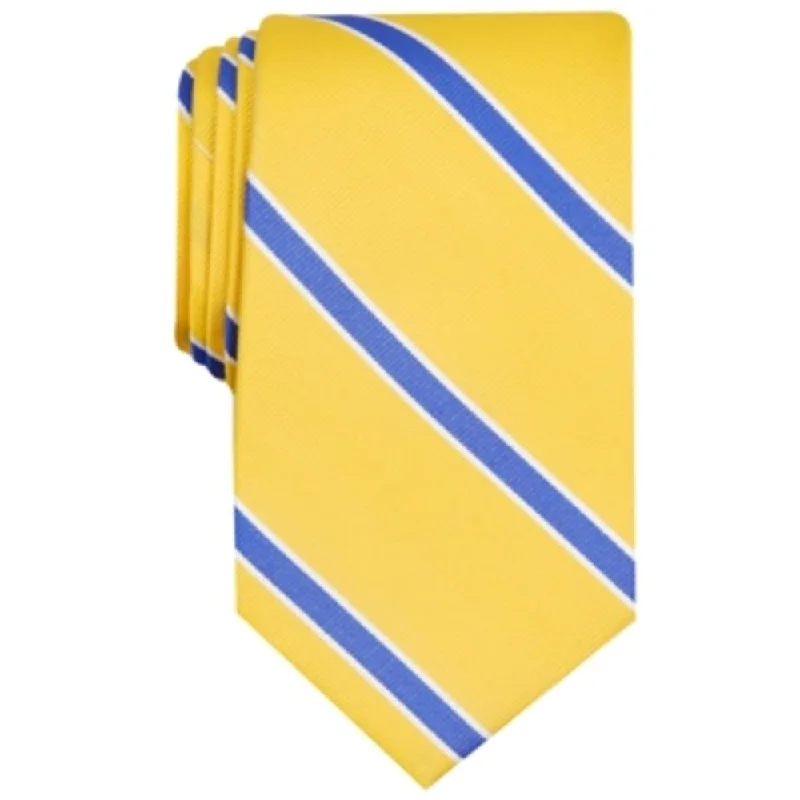 premium silk neckties-Club Room Men's Stripe Tie Yellow Size Regular