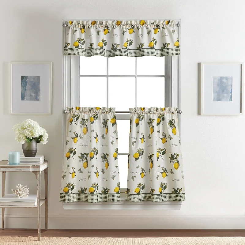 skinny ties for men-Curtainworks Vintage Lemon 3-piece Kitchen Curtain Tier and Valance Set - 1-Valance And 2-36" Tiers