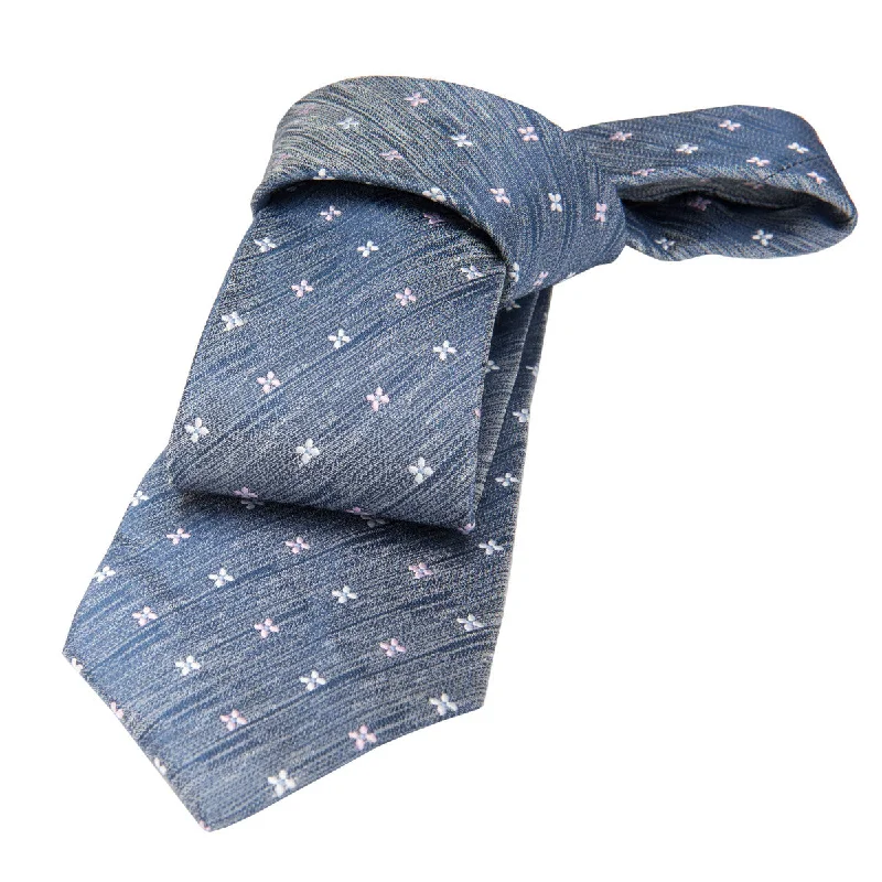 stylish patterns in men's neckties-Dartmouth Abstract Silk Tie, Bluish Grey / Lilac / Silver