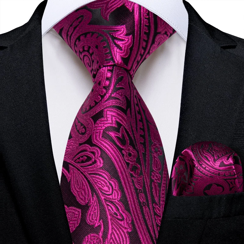 skinny formal ties-DiBanGu Silk Tie Pansy Purple Floral Silk Mens Work Dress Tie Pocket Square Cufflinks Set