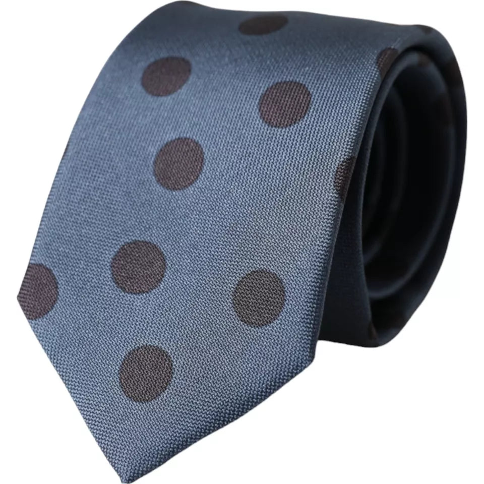 soft business ties-Dolce & Gabbana blue  Silk Polka Dot Adjustable Men Men's Tie