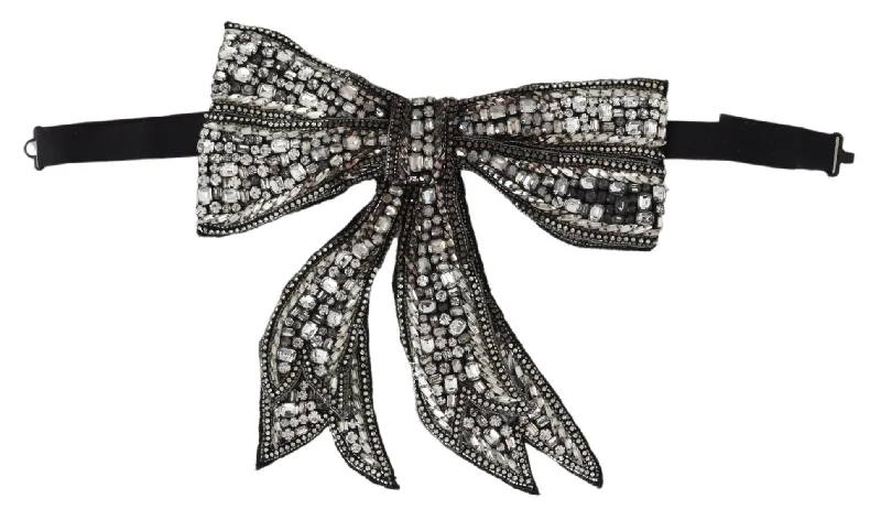 vintage silk ties-Dolce & Gabbana Crystal-Embellished Silk Bowtie -  Women's Elegance