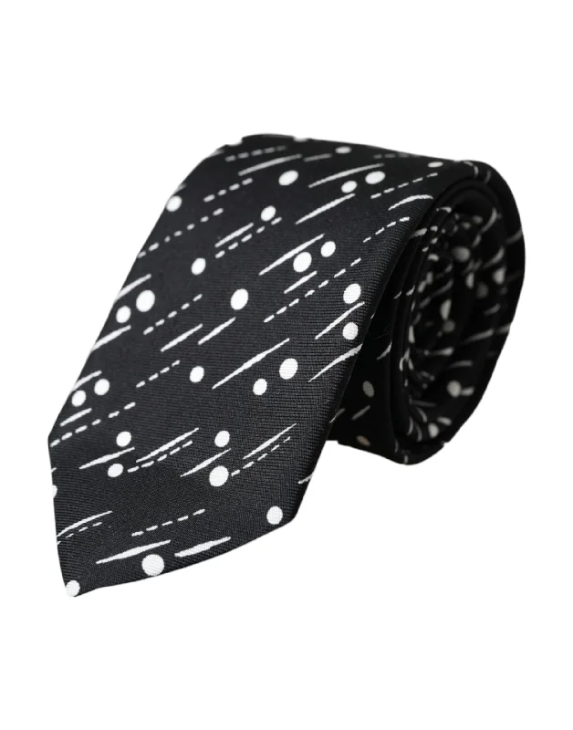 silk neckties with unique designs-Dolce & Gabbana  Dotted 100% Silk Adjustable Men's Tie