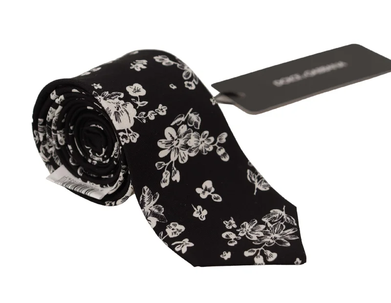 affordable business neckties-Dolce & Gabbana Elegance in Bloom Silk Bow Men's Tie