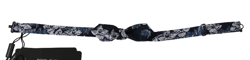 stylish patterns in men's neckties-Dolce & Gabbana Elegant Navy Silk Bow Men's Tie