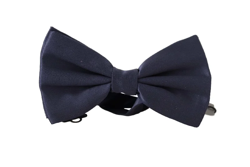 casual ties for men-Dolce & Gabbana Elegant Sapphire Silk Bow Men's Tie