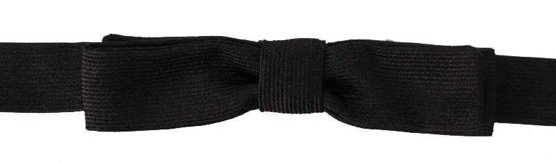 navy blue ties-Dolce & Gabbana Elegant Silk  Bow Men's Tie