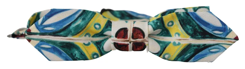 elegant men's bow ties-Dolce & Gabbana Elegant Silk Majolica Print Bow Men's Tie