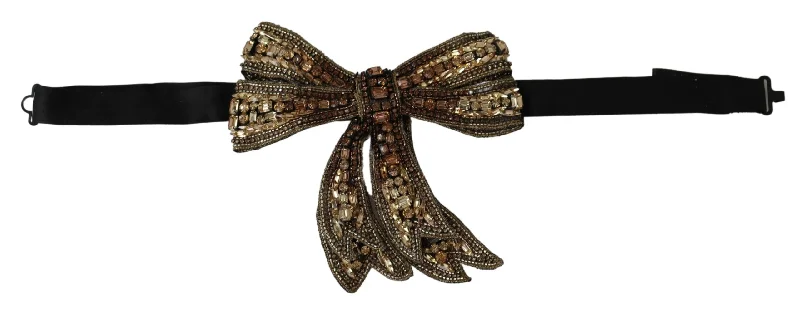 formal party neckties-Dolce & Gabbana Elegant Silk Rhinestone Bow Women's Tie