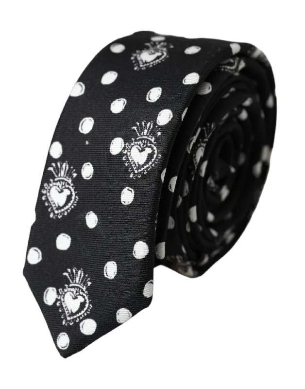 office bow ties-Dolce & Gabbana  Heart Polka Dot Adjustable Men's Tie