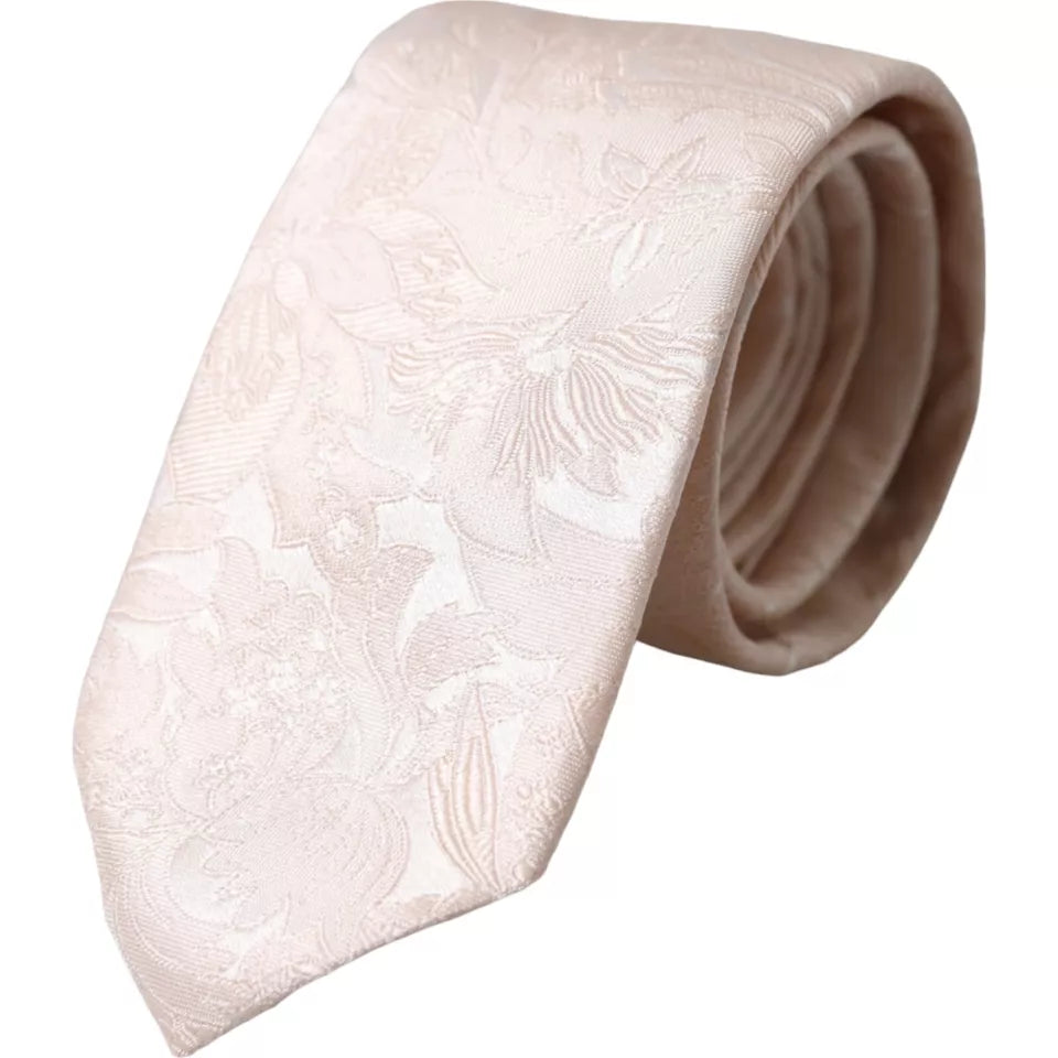 tie designs for the office-Dolce & Gabbana ivory Floral Brocade Silk Adjustable Men Men's Tie