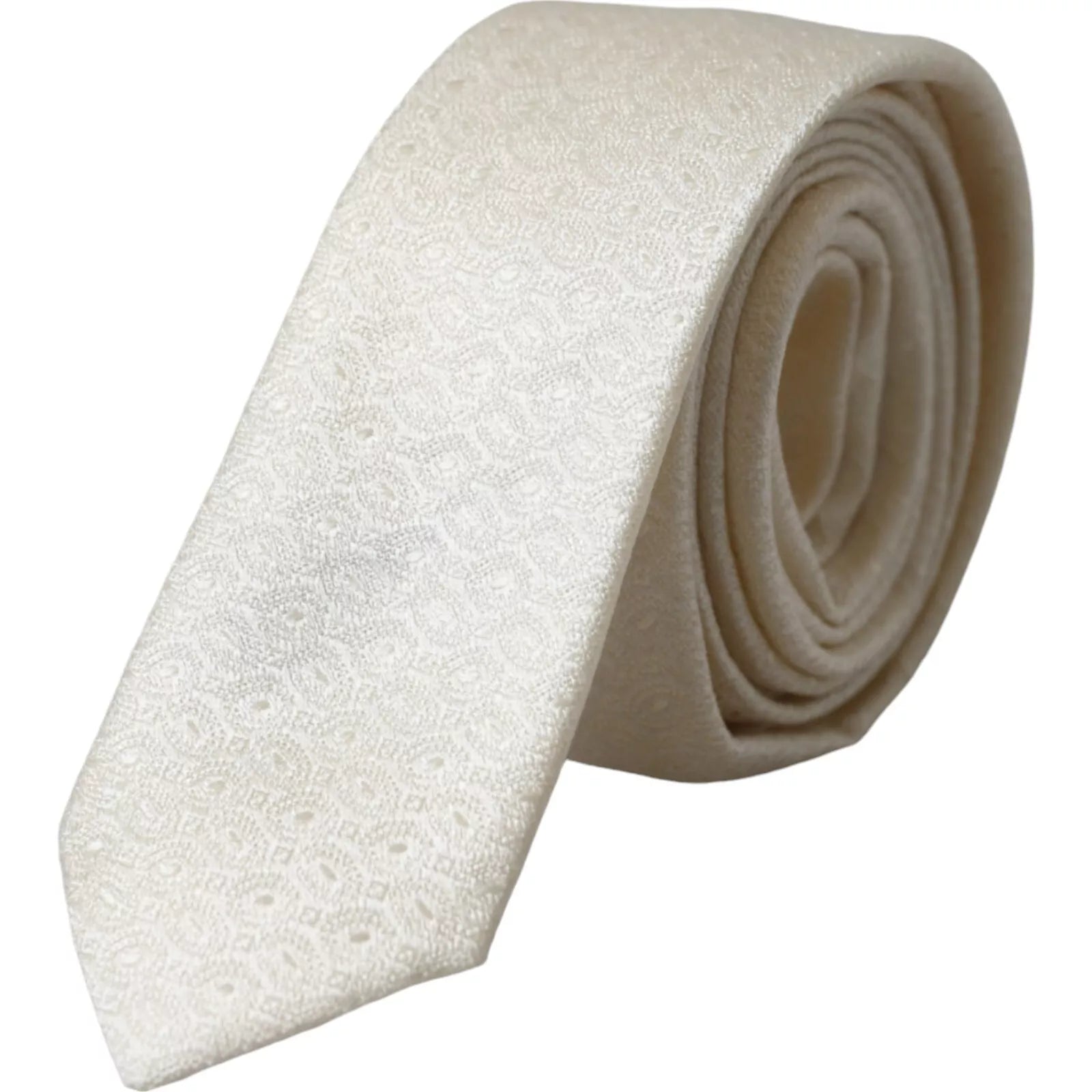 neckties for corporate attire-Dolce & Gabbana ivory Patterned Silk Adjustable Men Men's Tie