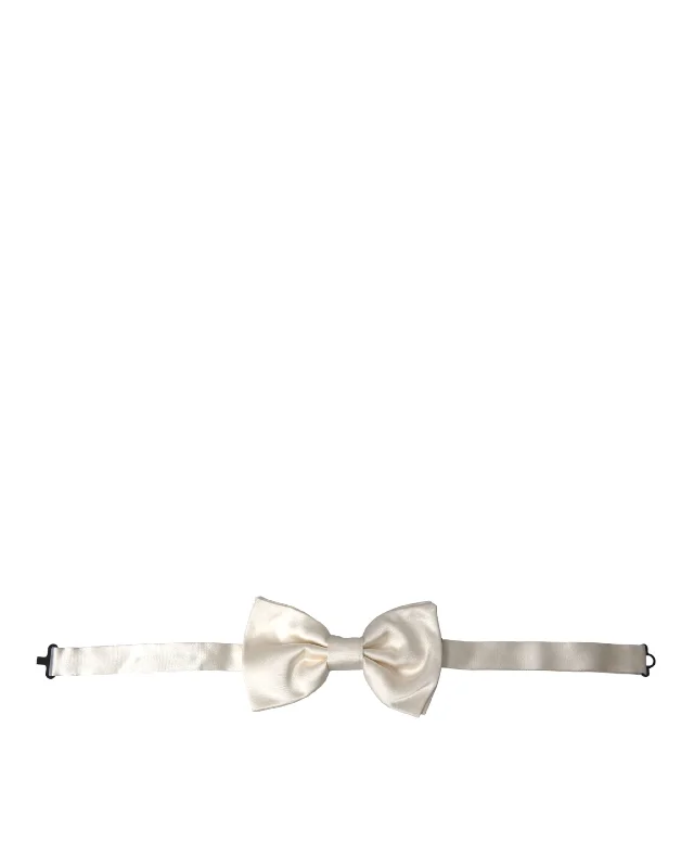 great ties for interviews-Dolce & Gabbana ivory Silk Adjustable Neck Men Bow Men's Tie