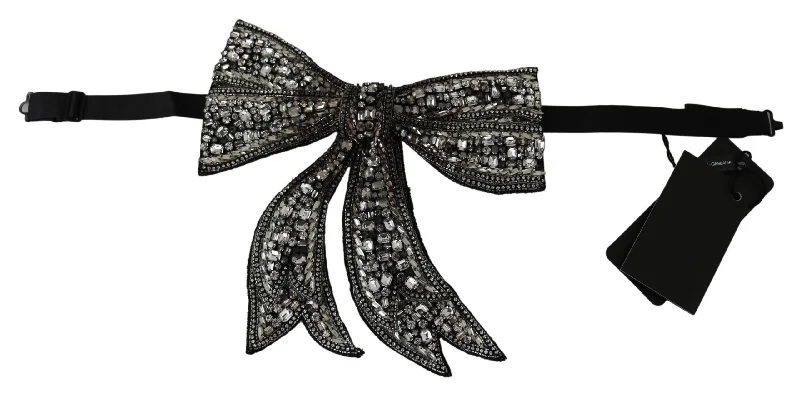 classy necktie sets-Dolce & Gabbana -Tone Silk Crystal Bow Women's Tie