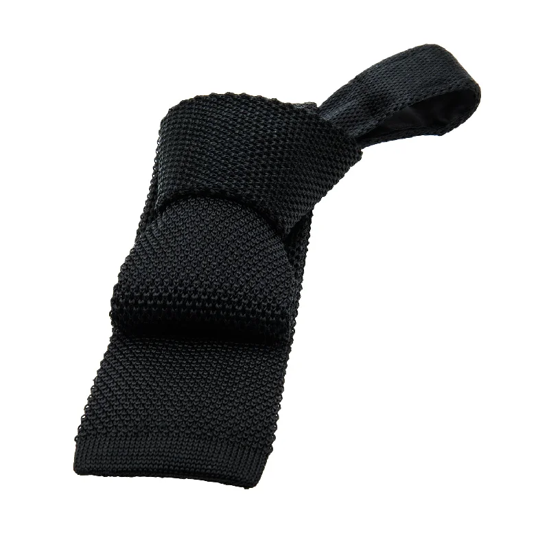 stylish ties for weddings-Ellington Knitted Silk Tie, Black