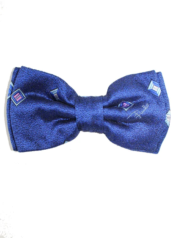 stylish ties for weddings-Emilio Pucci Silk Bow Tie Royal Blue Geometric - Pre Tied FINAL SALE