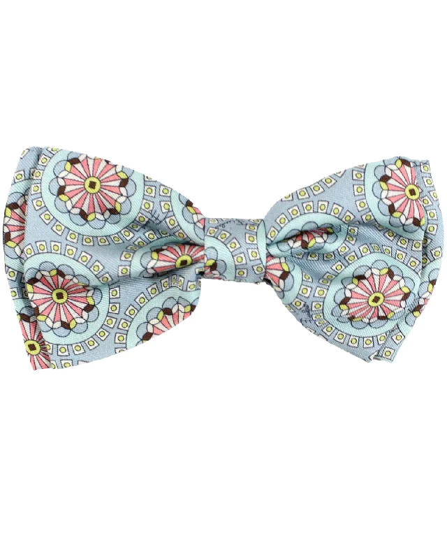 multi-pack necktie options-Emilio Pucci Silk Bow Tie Powder Blue Pink Geometric Pre-tied - Made In Italy